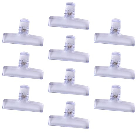 Lot de 10 pinces à papier acrylique transparent pour sacs alimentaires, photos, reçus, planche à dessin, cuisine, bureau