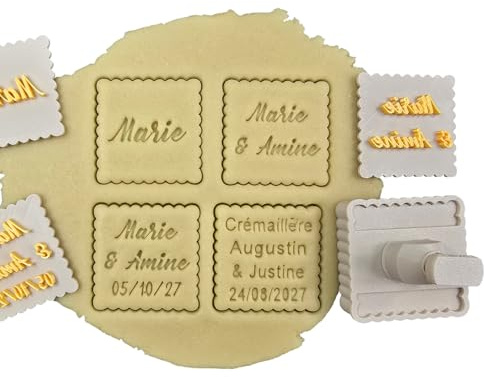 3DKOUPE - Ausstechform für kleine quadratische Butterbutter – PivoFix personalisierbar mit austauschbaren Platten – hergestellt in Frankreich (Komplettpaket – 1 bis 3 Zeilen)