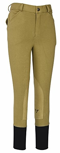 TuffRider Boys Patrol Light Knee Patch Breeches, Beige, Size 14
