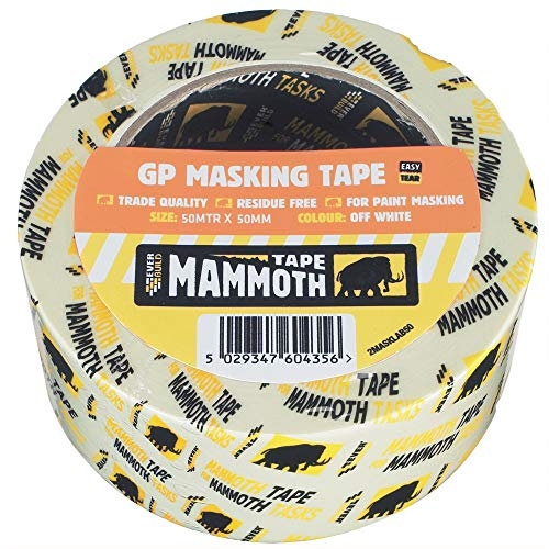 Everbuild Mammoth General Purpose Trade Quality Masking Tape – Suitable for Paint Masking – Off White – 50mm x 50m Roll