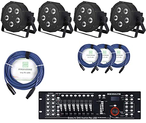 Showlite FLP-5x9W Scheinwerfer SET inkl. DMX Controller Master Pro USB und Kabel (LED-Spots, Lichttechnik, Komplettset, DMX Operator, DMX-Kabel, 1m, 3m)