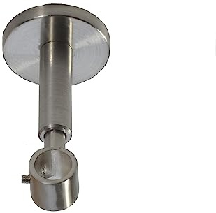BASIT Deckenträger für Ø16mm Gardinenstange 1-läufig Edelstahl Look D11 | Gardinenhalterungen für Vorhangstangen geeignet zur Deckenmontage oder Wandmontage I Gardinenstangenset zum zusammenstellen