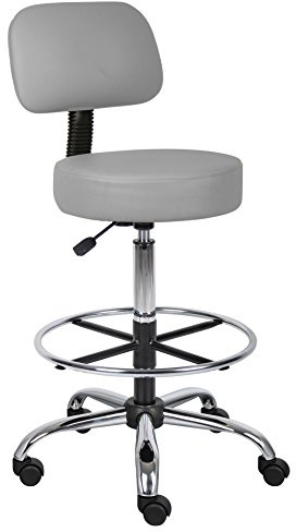Boss Office Products Drafting Stool with Back Cushion, Grey (B16245-GY)