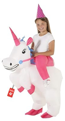 Morph Costume Unicorno Gonfiabile Bambino, Costume Halloween Bambino | Unicorno Arcobaleno Cavalcabile con Ventola, Bianco, Si Gonfia in Secondi, Perfetto per Halloween, Sempre un Successo