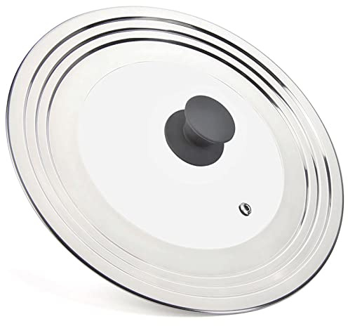 Universal-Pfannendeckel, passend für alle 17,8 cm bis 30,5 cm Töpfe, Pfannen, Woks, Edelstahl und Glas, Bratpfannendeckel mit hitzebeständigem Silikonknopf