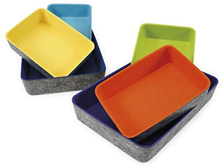 TimeTEX - Filz-Schalen Set Colori 3-tlg | Stapelbar & pflegeleicht | Farbige Innenflächen | Ideal für Ordnung & Gruppenarbeit