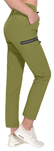 Little Donkey Andy - Pantaloni alla caviglia da donna, ultra elasticizzati, ad asciugatura rapida, leggeri, con coulisse, ideali per escursionismo, viaggi e allenamento, Donna, A8. Oliva, Small