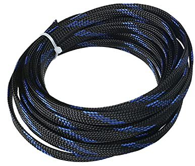 Othmro Manicotto flessibile in rete metallica in PET da 5 m, colore nero e blu, per cavi audio TV e PC, da animali domestici che masticano e strappano
