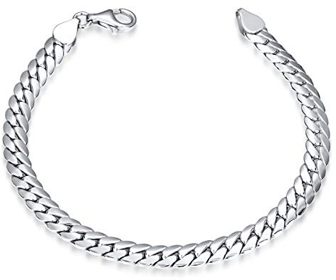 Panzerkette Armband Männer - 925 Silber Herrenschmuck rhodiniert SA-125 | Flaches Silberarmband 6mm breit aus hautfreundlichem 925 Sterling Silber in 17-22cm von MATERIA by Matthias Wagner