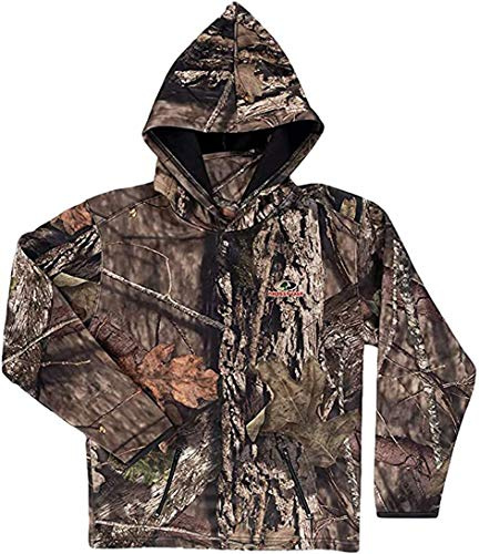 Mossy Oak Boy's Hooded Performance Fleece Tech Pullover with Neck Gaiter, XX-large, Country Green