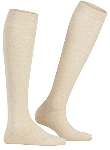 FALKE Damen Kniestrümpfe Family W Kh nachhaltige Baumwolle lang einfarbig 1 Paar, Beige Sand Melange 4659, 35-38