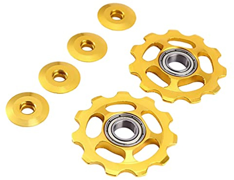 VICASKY 2Pcs Schaltwerk Pulley 11T Fahrrad Lager Rad Aluminium Legierung Schaltwerk Roller für Mountainbike Fahrrad Ersatzteile (Rot)