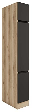 idealShopping GmbH Küchen Hochschrank mit Apothekerauszug Noah HFZ306-0+ in anthrazit 30 cm breit
