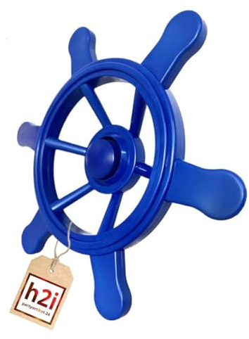 h2i Steuerrad für Spielturm & Spielhaus | Piraten Steuerrad aus wetterfestem Kunststoff | bewegliches Spielschiff | Spielturm Zubehör | blau