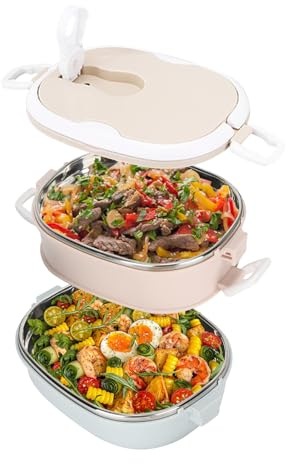 Thermo Lunchbox, 304 Edelstahl-Lunchbox, Thermo Essensbehälter Mehrschichtige Lebensmittelbehälter mit Wärmedämmung, Thermo Speisebehälter für Kinder Erwachsene Camping Picknick Reisen (2 Layer)