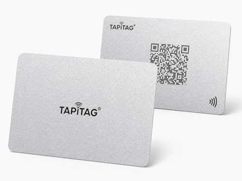 TAPiTAG PVC-Digitalvisitenkarte – Ohne Abo – Kontaktlose Karte mit NFC, QR-Code und Online-Profil für Networking und Business-Events (Silber)