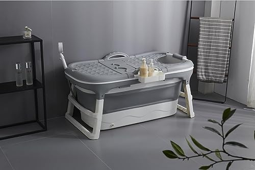 Vasca da bagno pieghevole per adulti, bagno di ghiaccio all'aperto, la scelta più comoda per il bagno di famiglia, 117 x 62 x 55 cm(117Grey)