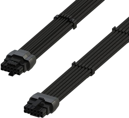LINKUP - Câble d'alimentation haute puissance 600W PCIE 5.0 16 broches (12+4) AVA | Type moulé et soudé, 16AWG gainé | Compatible avec RTX5000 RTX4000 RTX3000 FE | 70 cm Noir