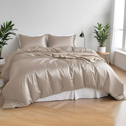 LINENWALAS Set completo di biancheria da letto Core in 100% bambù biologico, per letto matrimoniale, 4 pezzi, morbida seta di bambù rinfrescante, 1 copripiumino, 1 lenzuolo con angoli e 2 federe