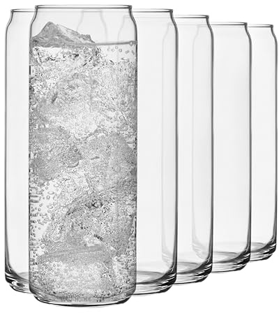 Libbey Classic Slim Beer Can Glasses, 12.5 oz Tall Drinking Glasses Set of 6, Space-Saving, and Versatile Thin Glassware for Cocktails, and Mocktails