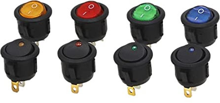 Interrupteur à bascule rond marche/arrêt lumière LED tableau de bord de voiture illuminé tableau de bord Van 12V 220V interrupteur à cercle complet Interrupteur électrique (Color : Maoyan-green, Siz