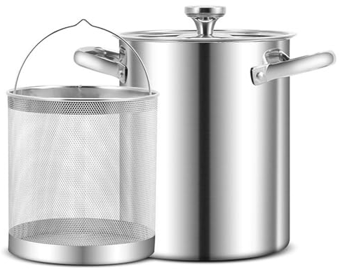 4L Pentola Per Asparagi Acciaio 304 Pentola Per Friggitrice Asparagi Vegetale Vapore Spaghetti Pasta Fornello Con Cestello Rimovibile E Coperchio, Argento