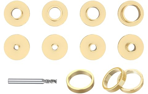 BOZXYE 11-teiliges Premium-Messing-Fräser-Schablonenführungs-Set – passend für alle Oberfräsen, Unterbasis des Porter-Kabel-Stil-Routerbuchsenführungssets mit Tragetasche