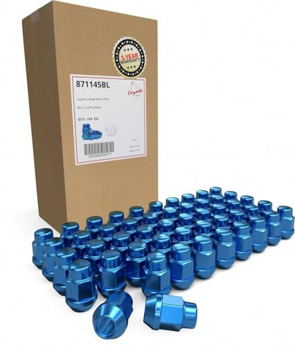 Wheel Accessories Parts 100 Pcs M12x1.5 12x1.5 Thread Bulge Acorn 1.38 35mm Long Lug Nuts Blue 3/4 19mm Hex Fits Ford Fusion Focus Escape ｜ Toyota Tacoma