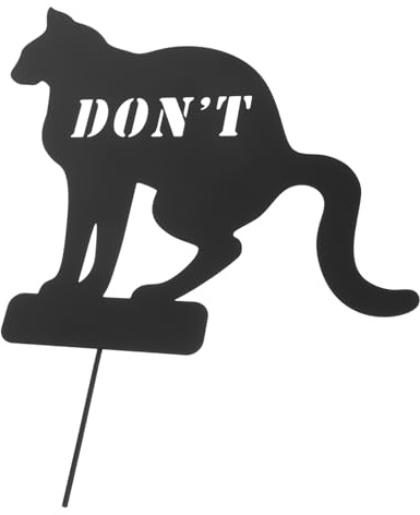 VINTORKY Metallpfahlschild Gartenschild für Haustiere mit Katzendesign Rostbeständig und Leicht zu Installieren Kreative Schwarze Gartendekoration für Außenbereich