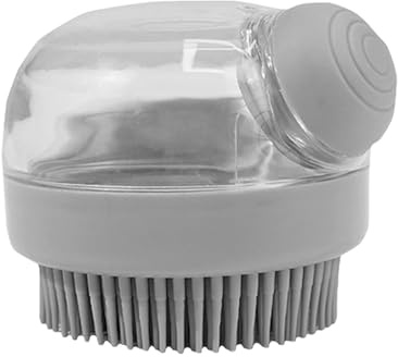 Shampoo Bürste Bubble Brush Haustier Silikon Badebürste, Reinigungsbürste Duschbürste mit Seifenspender für Haustiere Hunde Katzen Doggie (Grau)