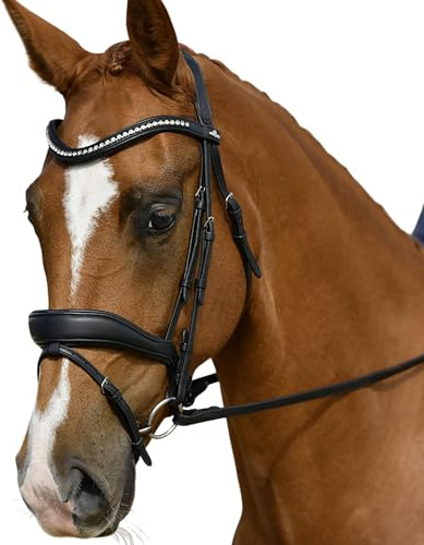 Collegiate ComFiTec Opulux Padded Dressage Bridle, Black, Full