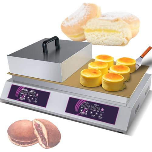 Quixnova Máquina para Hacer panqueques Grande Plancha eléctrica Antiadherente con Temperatura y Temporizador Ajustables, máquina para Hacer panqueques Doble Comercial para restaurantes