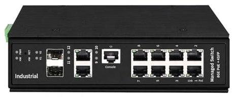 Hookurity Switch Industriale su Guida DIN Gigabit Ethernet Switch Poe Industriale Completo a 8 Porte Switch iniettore Ethernet gestito L2 con 2 Porte RJ45 Gigabit e Porta SFP 2 Gigabit