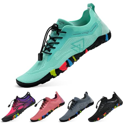 WateLves Scarpe da Bagno Scarpe da Acqua Donne Uomini Asciugano Velocemente e Indossano Velocemente Scarpe da Spiaggia,per Sub,Surf,Sport Acquatici,Escursionismo,Yoga,Oggi,Verde Chiaro 39 EU