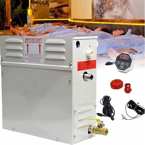 Generador de Vapor Sauna Baño Turco Ducha Dentro de 20m³ con Controlador Digital Temperatura Ajustable de 25 a 55℃,para Hogar Gimnasio Hotel,220V-18kw