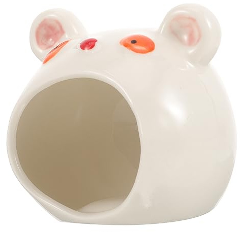 GRIRIW Keramik Hamsternest Bärenform Kühles Sommerkühlhaus Glatte Oberfläche Kleines Haustierversteck für Hamster Meerschweinchen Chinchillas
