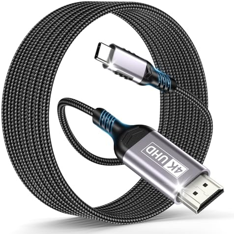 lalasis USB C to HDMI Cable,1.8M USB C HDMI 4K UHD Cable Thunderbolt 3/4 Compatible for i Phone 16 Pro Max/16 Pro/15,MacBook Pro/Air,iMac,iPad Pro/Air,Samsung Galaxy S24,Huawei P40/P30,Dell XPS Gray