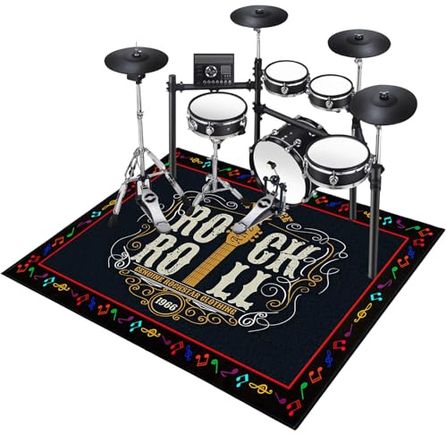 Schlagzeugteppich Schlagzeug Teppich rutschfest Schalldicht Drum Teppich Matte Innen und Außen Elektronisches Jazz Schlagzeug Kit für Bass Snare Drum Outdoor Schallschutz Akustik Teppich 160 x 120 cm
