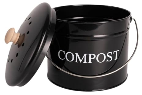 LeeQinersw Food Scrap Composter for Kitchen Use, Indoor Waste Recycling Bin with Cover, black