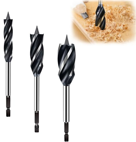 3 Stück Profi Holzbohrer Set, Holzbohrer Bohrer Set, Schneckenbohrer Selbstvorschub Stahl Schlangenbohrer inkl 12mm, 20mm, 25mm,für Holzbearbeitung