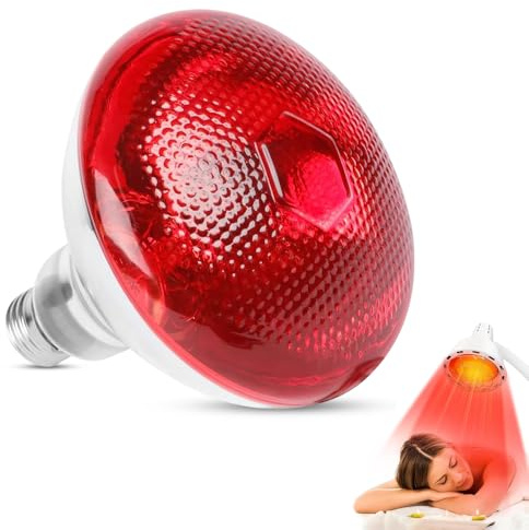 SKIKHN Lampada a Infrarossi 275W, Lampada Termica a Raggi Infrarossi E27, Terapia Luce Rossa Infrarossi, per Lenire la Tensione Muscolare, Rilassamento Collo e Mano