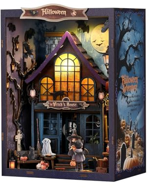 BATTREVO DIY Book Nook Kit-Alte Burg Magic Night-DIY-Miniatur-Buchstützen-Dekor für Halloween，DIY Miniatur Puppenhaus Booknook Kit mit Led-Licht,Nook Kit für Erwachsene