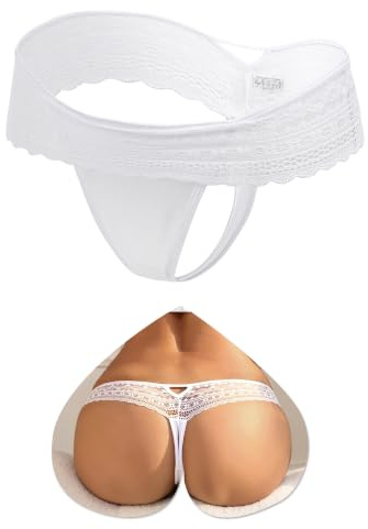 ohyeahlady Tanga Femme Chic Dentelle Taille Basse String Chic Hot Ouvert Gande Taille Culotte Coton sans Couture Invisible Mini Slip Lingerie Dentelle Womens Underwear M,Blanc
