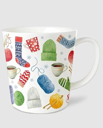Kaffeebecher Kuschelzeit, Kaffeetasse Tassen Teetassen Kaffeepott Henkelbecher, häkeln stricken, Mütze Schal