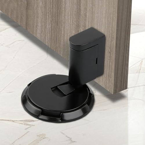 GEEKHOM Türstopper Boden Kleben - Upgrade für Magnetischer Türstopper - Mechanische Verriegelung Door Stopper Ohne Bohren Selbstklebend Edelstahl - für Tür Floor Wand (Schwarz)