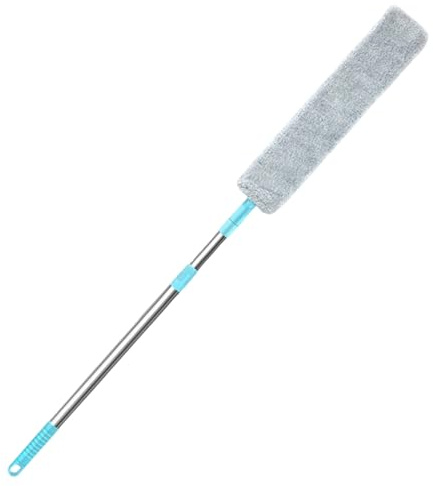 Plumero debajo del aparato: limpiador extensible flexible con cabezal plano delgado y herramienta flexible para el polvo de hendidura | Ayuda de detalles del hogar con mango largo para aspas de
