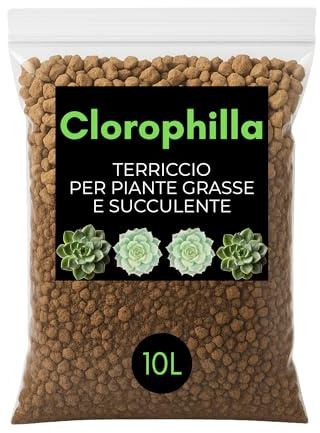 Clorophilla – Terriccio Professionale per Piante Grasse e Succulente, Substrato Drenante con Sabbia Vulcanica, Sabbia di Fiume e Pomice | Ideale per Cactus, Succulente e Piante da Appart (10 LITRI)