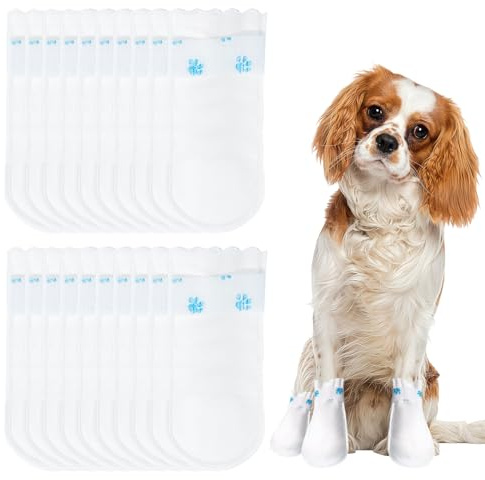 BLNC 20 STK. Hundepfoten-Schutzverband, Wasserdicht & Einweg, Pfotenschutz gegen Lecken, für Drinnen und Draußen (S, 1-7,5 kg)