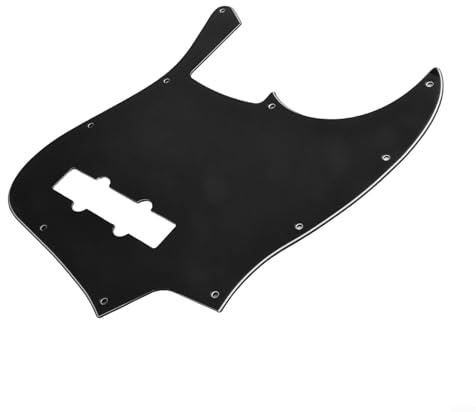 4 Saiten Bass Pickguard 10 Löcher 3 Ply Scratch Plate für Jazz Bass Kompatibel mit Standard JB Modellen Schwarz