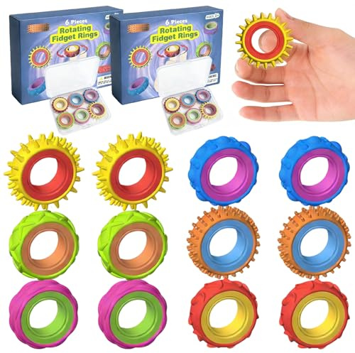12 Stück Sensorische Finge Ringe für Jugendliche & Erwachsene, Leise Fidget Spinner Ringe gegen Angst & Stress, ADHS & Autismus Konzentrationshilfe, Stimmungsregulierendes Spielzeug